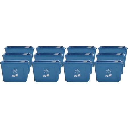 GENUINE JOE 14 gal Rectangular 14-Gallon Recycling Bin, Blue, Plastic GJO11582CT